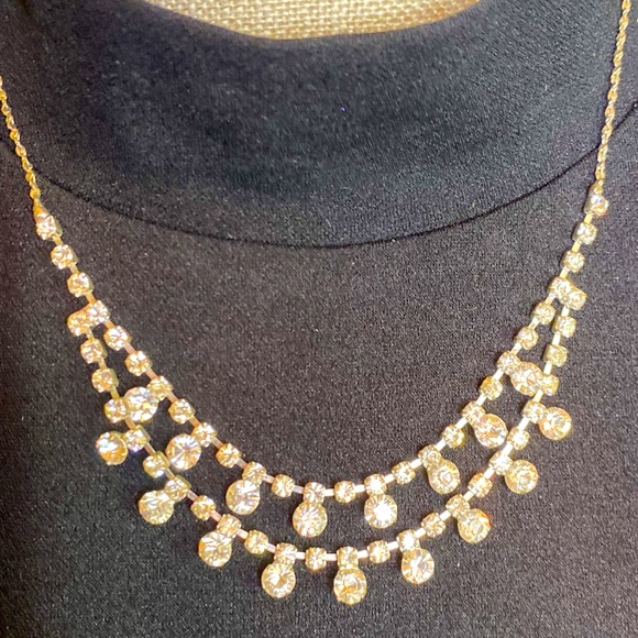 Claire's Jewelry - Vintage 1990’s Claire’s Clear Rhinestone Costume Jewelry Necklace